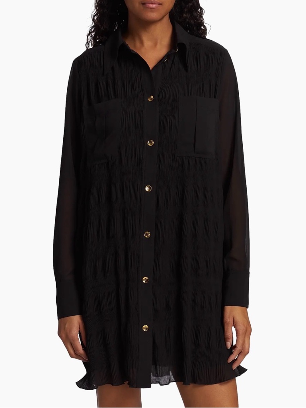 Ganni Pleated Georgette Shirtdress ~ Size 8/10